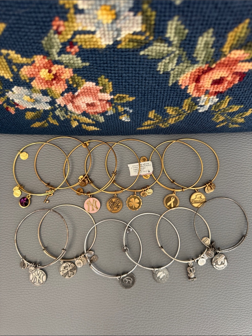 ALEX & ANI GOLD AND SILVER TONE MIXED CHARM BANGLE LOT OF 13 BRACELETS